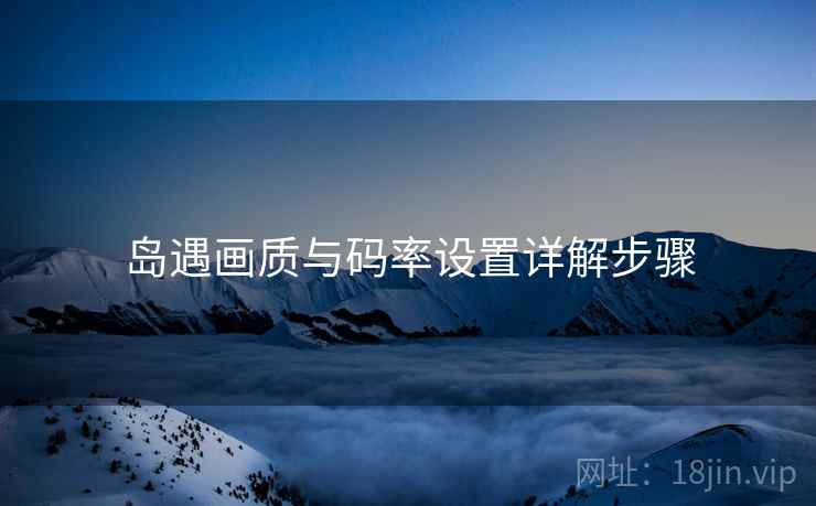 岛遇画质与码率设置详解步骤